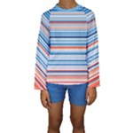 Blue And Coral Stripe 2 Kids  Long Sleeve Swimwear