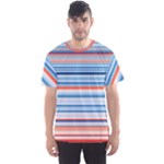 Blue And Coral Stripe 2 Men s Sports Mesh Tee