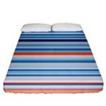 Blue And Coral Stripe 2 Fitted Sheet (Queen Size)