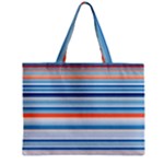 Blue And Coral Stripe 2 Zipper Mini Tote Bag