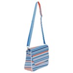 Blue And Coral Stripe 2 Shoulder Bag with Back Zipper