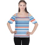 Blue And Coral Stripe 2 Cutout Shoulder Tee