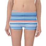 Blue And Coral Stripe 2 Boyleg Bikini Bottoms