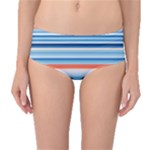Blue And Coral Stripe 2 Mid-Waist Bikini Bottoms