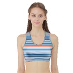 Blue And Coral Stripe 2 Sports Bra with Border