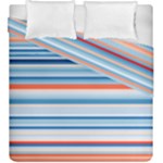 Blue And Coral Stripe 2 Duvet Cover Double Side (King Size)