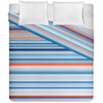 Blue And Coral Stripe 2 Duvet Cover Double Side (California King Size)