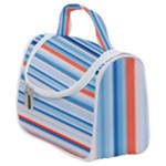Blue And Coral Stripe 2 Satchel Handbag