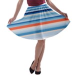 Blue And Coral Stripe 2 A-line Skater Skirt