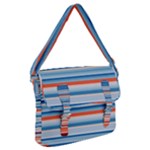 Blue And Coral Stripe 2 Buckle Messenger Bag