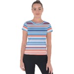 Blue And Coral Stripe 2 Short Sleeve Sports Top 