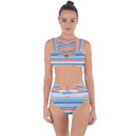 Blue And Coral Stripe 2 Bandaged Up Bikini Set 