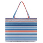 Blue And Coral Stripe 2 Zipper Medium Tote Bag
