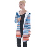 Blue And Coral Stripe 2 Longline Hooded Cardigan