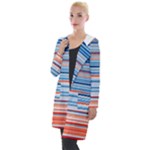 Blue And Coral Stripe 2 Hooded Pocket Cardigan