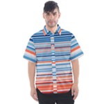 Blue And Coral Stripe 2 Men s Short Sleeve Shirt
