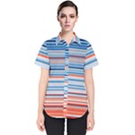 Blue And Coral Stripe 2 Women s Short Sleeve Shirt