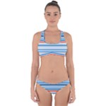 Blue And Coral Stripe 2 Cross Back Hipster Bikini Set