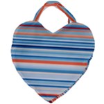 Blue And Coral Stripe 2 Giant Heart Shaped Tote
