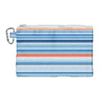 Blue And Coral Stripe 2 Canvas Cosmetic Bag (Large)
