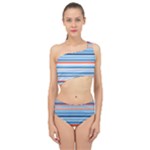 Blue And Coral Stripe 2 Spliced Up Two Piece Swimsuit