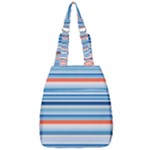 Blue And Coral Stripe 2 Center Zip Backpack