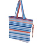 Blue And Coral Stripe 2 Drawstring Tote Bag