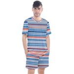 Blue And Coral Stripe 2 Men s Mesh Tee and Shorts Set