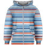 Blue And Coral Stripe 2 Kids  Zipper Hoodie Without Drawstring