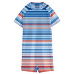 Blue And Coral Stripe 2 Kids  Boyleg Half Suit Swimwear