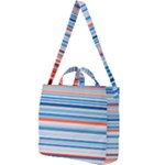 Blue And Coral Stripe 2 Square Shoulder Tote Bag