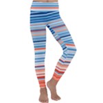 Blue And Coral Stripe 2 Kids  Lightweight Velour Classic Yoga Leggings