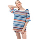 Blue And Coral Stripe 2 Oversized Chiffon Top