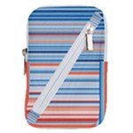 Blue And Coral Stripe 2 Belt Pouch Bag (Large)