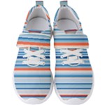 Blue And Coral Stripe 2 Men s Velcro Strap Shoes