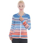 Blue And Coral Stripe 2 Casual Zip Up Jacket