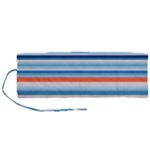 Blue And Coral Stripe 2 Roll Up Canvas Pencil Holder (M)