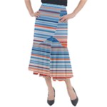 Blue And Coral Stripe 2 Midi Mermaid Skirt
