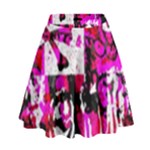 Pink Checker Graffiti High Waist Skirt