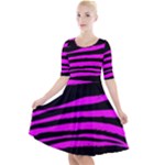 Pink Zebra Quarter Sleeve A-Line Dress