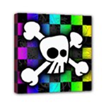 Checker Rainbow Skull Mini Canvas 6  x 6  (Stretched)