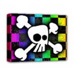 Checker Rainbow Skull Deluxe Canvas 14  x 11  (Stretched)
