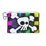 Checker Rainbow Skull Canvas Cosmetic Bag (Medium)
