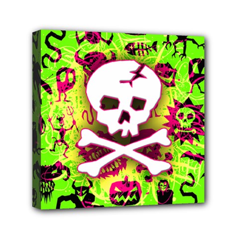Deathrock Skull & Crossbones Mini Canvas 6  x 6  (Stretched) from UrbanLoad.com