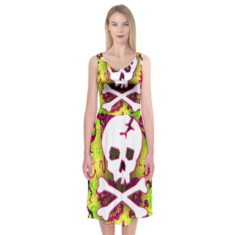 Deathrock Skull & Crossbones Midi Sleeveless Dress from UrbanLoad.com