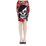 Emo Girl Skull Midi Wrap Pencil Skirt