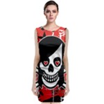 Emo Girl Skull Sleeveless Velvet Midi Dress