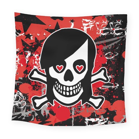Emo Girl Skull Square Tapestry (Large) from UrbanLoad.com