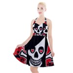 Emo Girl Skull Halter Party Swing Dress 