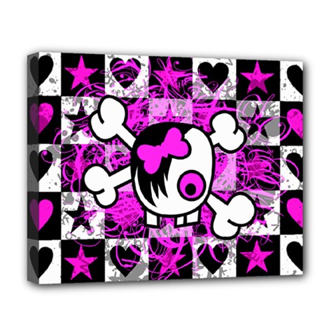 Emo Scene Girl Skull Deluxe Canvas 20  x 16  (Stretched) from UrbanLoad.com